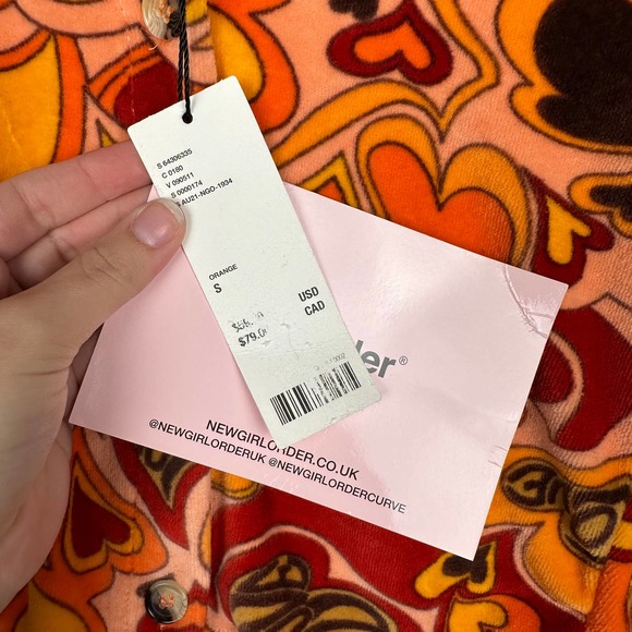 NWT NGOrder Urban Outfitters Women's Sz 8 Hearts Cropped Cardigan Top Velour - Picture 4 of 9